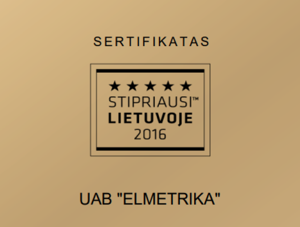 Sertifikatas stipriausi Lietuvoje 2016