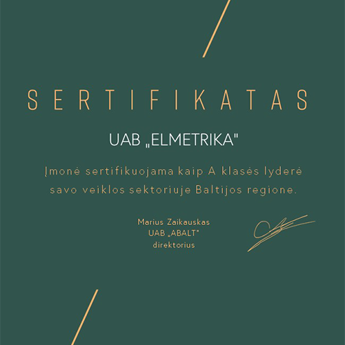 Sertifikatas - elmetrika